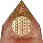 Chakra Healing Crystal Pyramid, Unique Birthday Gifts for Womens, Mom, Love One, Rose Quartz Orgonite Orgone Pyramid for Meditation, Balance, Positive Energy, Success, Office Desk, Book Shelf Decor