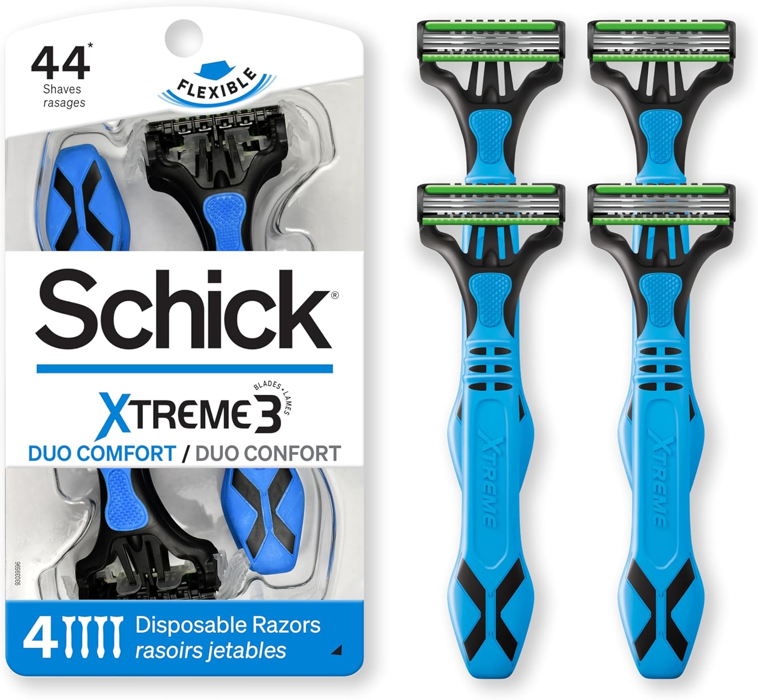 Schick Xtreme 3 Duo Comfort Disposable Razor for Men, 4 Count