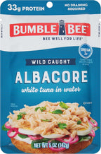 Bumble Bee Chunk White Albacore Tuna in Water, 5 oz Pouch - Ready to Eat Wild Caught Tuna Packet - 33g Protein per Pouch, High in Omega-3s - Non-GMO, Gluten Free, Kosher