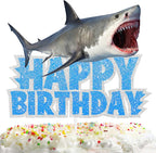 Blue Glitter Sea Creature Topper Cake Orca Shark Theme Decor Supplies Baby Shower Boys Girls Happy Birthday Party Decorations