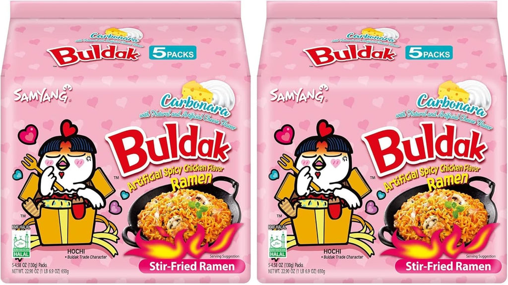 Samyang Buldak Spicy Ramen, Hot Chicken Ramen, Korean Stir-Fried Instant Noodle, Carbonara, 1 Bag (Pack of 10)