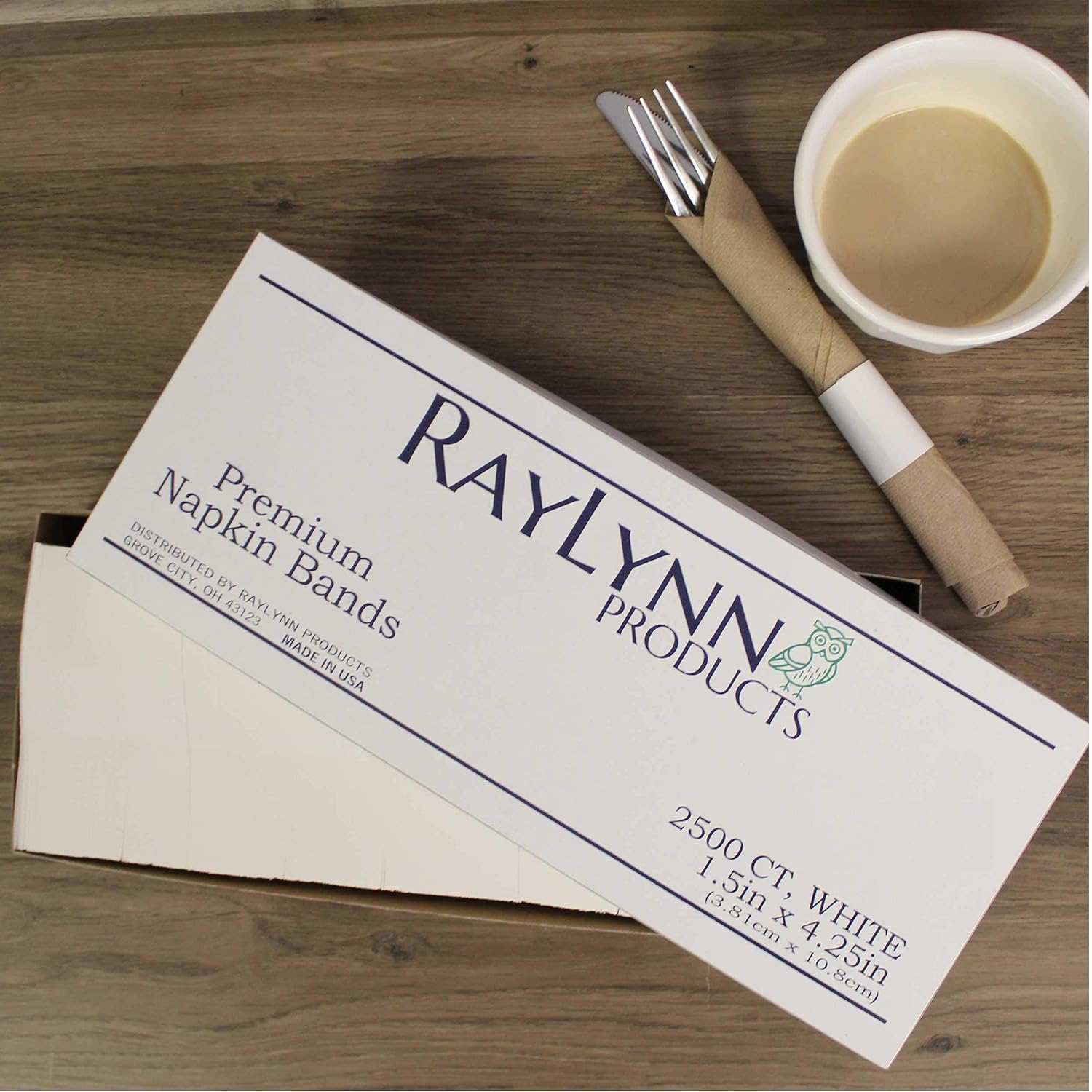 RayLynn Products, Pack of 5,000 White Premium Napkin Bands, Self-Adhesive 1.5" x 4.25"…