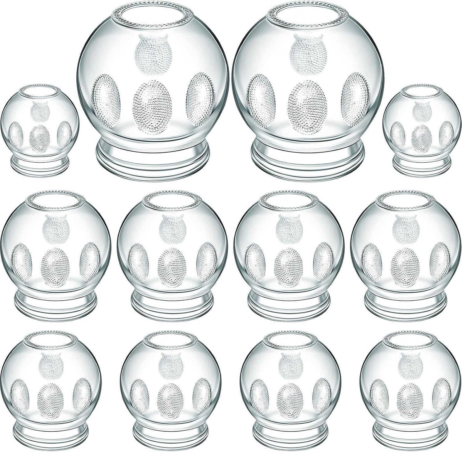 Nuanchu 12 Pieces Fire Glass Cupping Set 4 Sizes Chinese Acupoint Cupping Therapy Kit with Finger Grips for Myofascial Massage Muscle Nerve Joint Pain Massage Back Relieve Fatigue