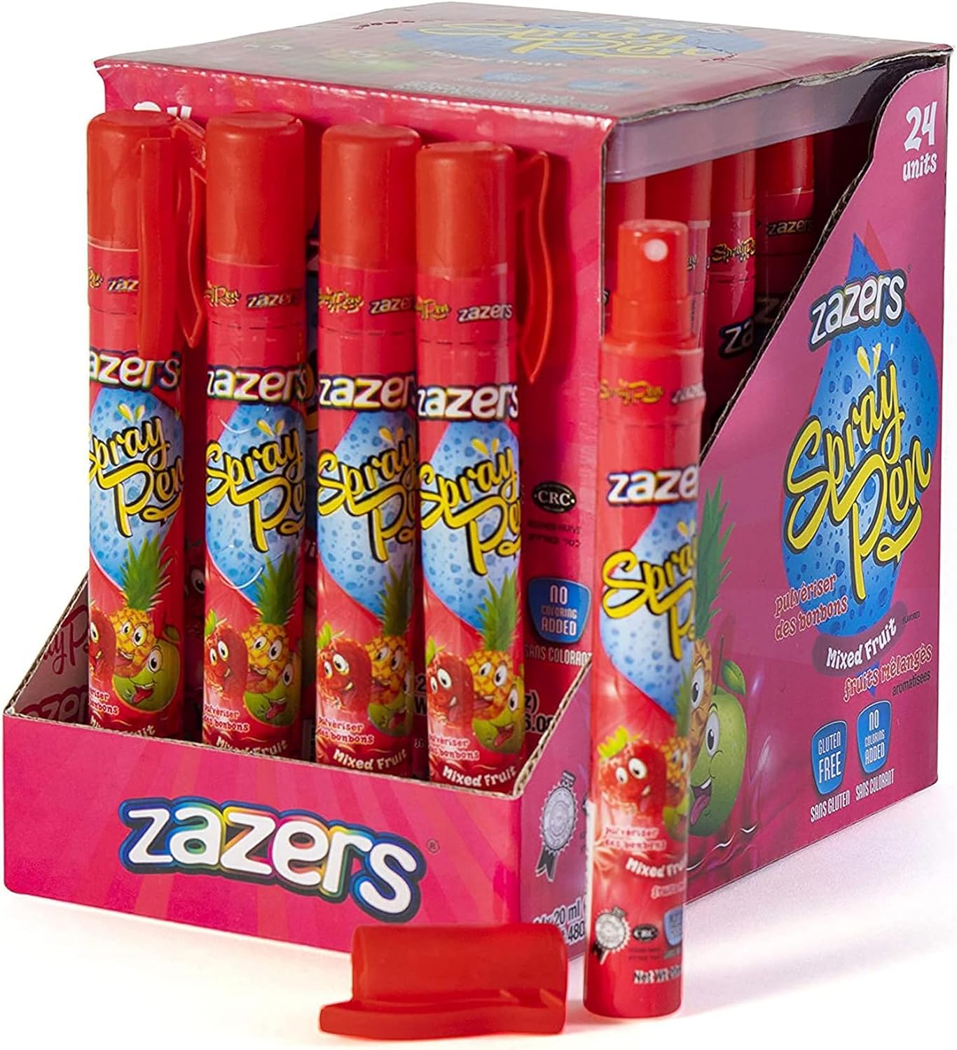 Pen Spray Liquid Candy - 24 Pack of Mixed Fruits Flavor, Gluten Free, No Coloring Added, Novelty Kosher Candy, 20 ml each 24 Pieces