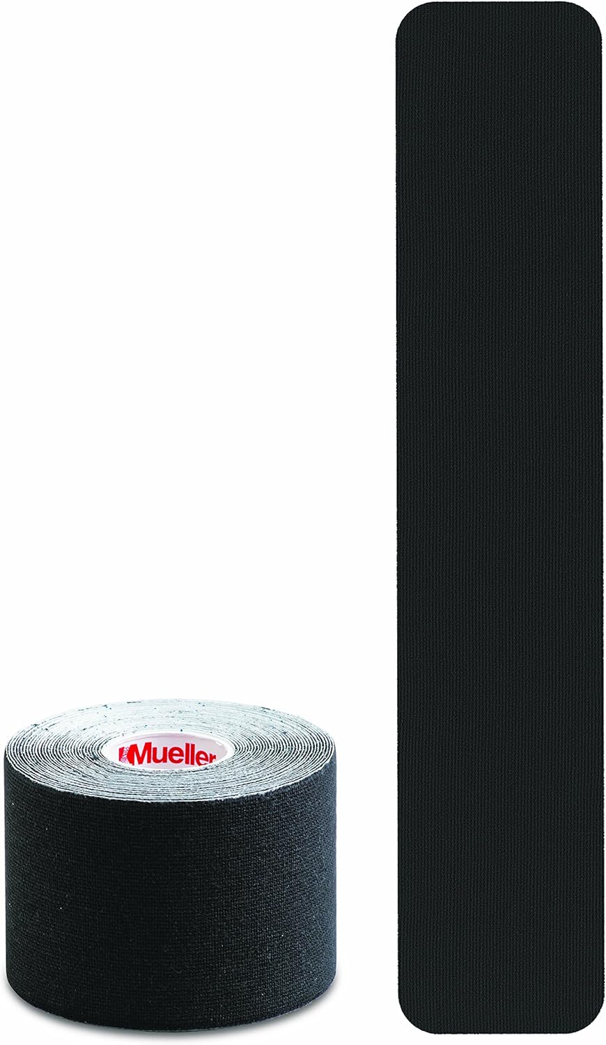 Mueller Sports Medicine Kinesiology Therapeutic Tape, Quality Athletic Tape, Latex Free, 20 Pre-Cut I-Strips, 2" x 9.75" Each Strip
