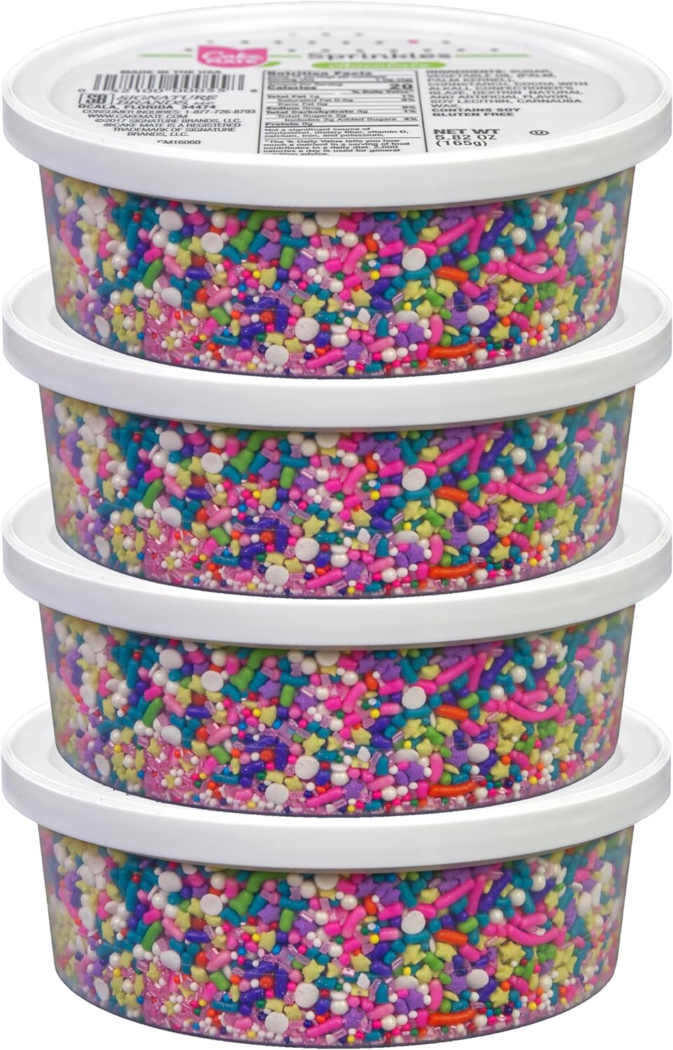Cake Mate Unicorn Dessert Sprinkles Four Pack - Unicorn Mix of Sprinkles/Jimmes, Perfect for baked goods, cookies, ice cream, cake, brownies four 7oz tubs (28oz total)