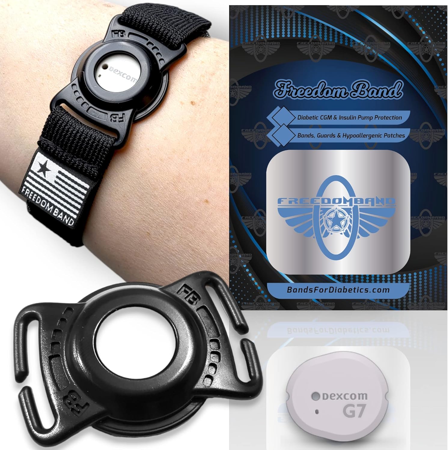 4-18" Inch Armband 360° Adjustable for Dexcom G7 : Transmitter Protection Sensor Cover Arm & Leg Band -No More Adhesive Patches (4-18" Active Band Black Matte)