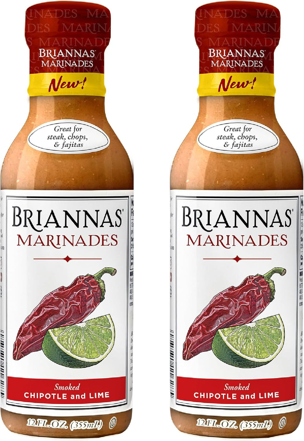 BRIANNAS - Smoked Chipotle and Lime Marinade - Small Batch, Gluten Free, Vegan Marinade made with Premium Ingredients - 12 oz. Bottles - 2 Pack