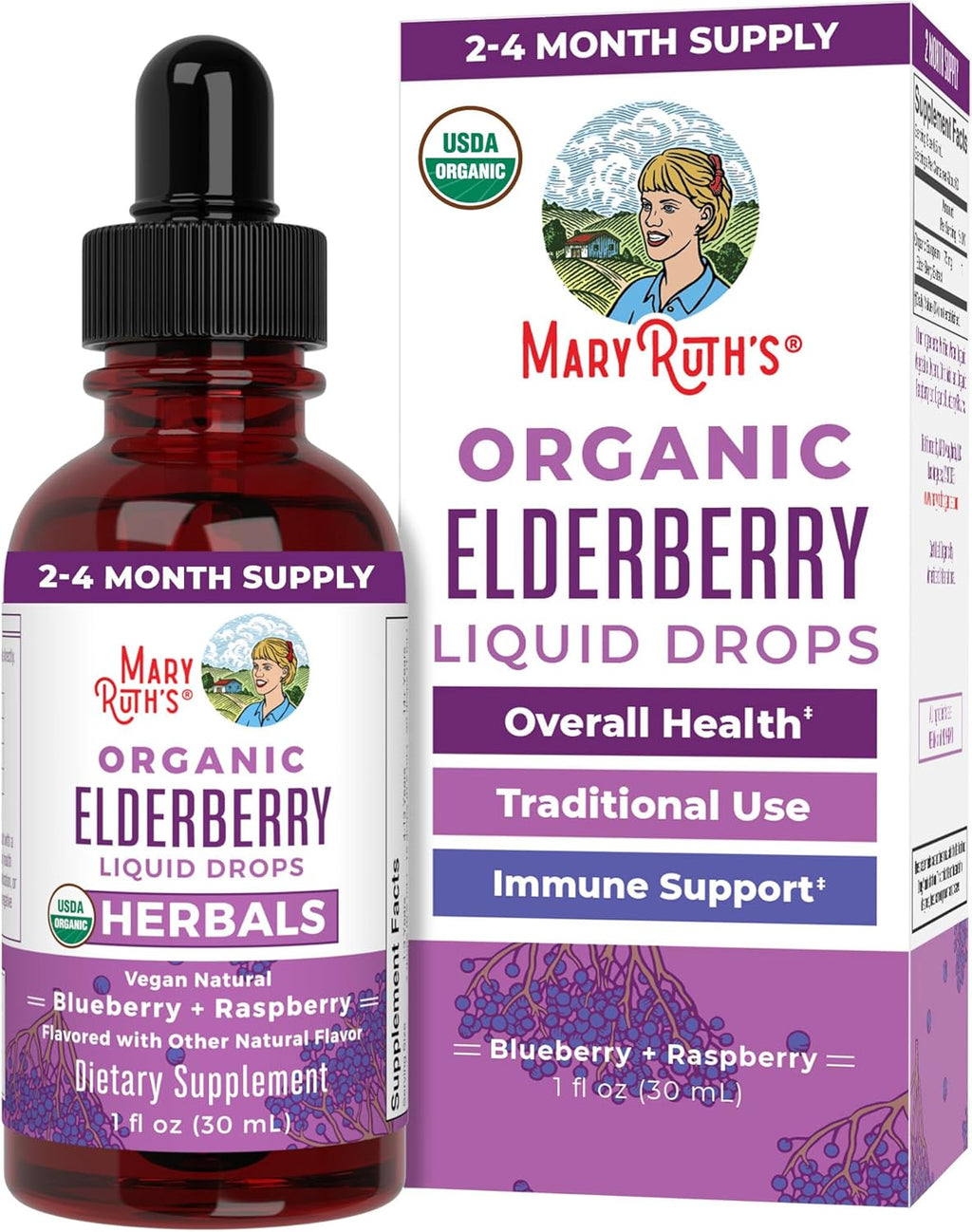 MARYRUTH'S Elderberry Liquid Drops for Adults & Kids | Immune Support | Antioxidant | Overall Wellness | Elder Berry Extract | USDA Organic | Sugar Free | Vegan | Non-GMO | Gluten Free | 1 Fl Oz