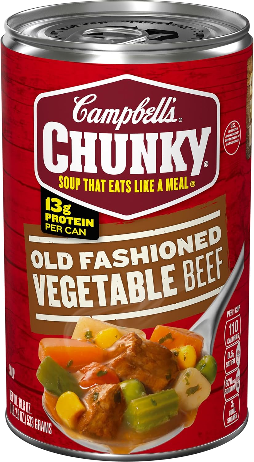 Campbell’s Chunky Soup, Old Fashioned Vegetable Beef Soup, 18.8 Oz Can