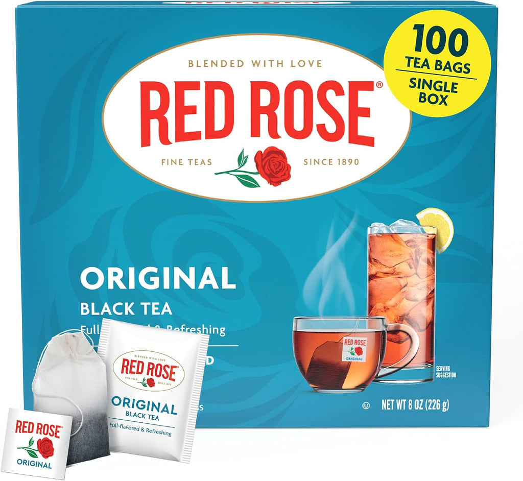 Red Rose Original Full Flavored Black Tea 8oz Box of 100 Tea Bags