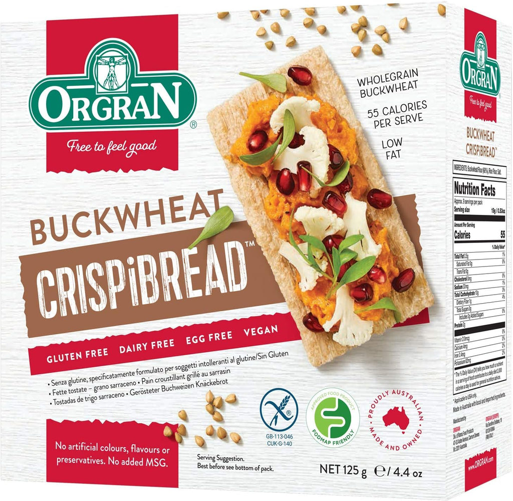 Orgran Gluten Free Toasted Buckwheat Crispibread | Organic Buckwheat Crispbread Vegan friendly made with purity | Egg-Free, Dairy-Free | Low Carb Crisp Bread Suitable for food allergies - Pack of 6