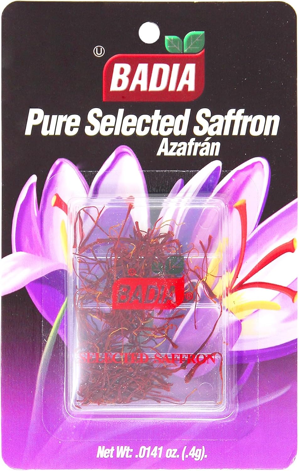 Badia Saffron, 0.4 gram – All-Natural Spanish Whole Azafran (Saffron) Threads for Paella, Rice & Gourmet Cooking