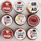 Ephlyn 54Pcs Edible 2026 Graduation Cupcake Toppers Wafer Paper Grad Cap Cupcake Picks Diploma Done Congrats Grad Cake Decorations for Class of 2026 Graduation Party Supplies Red