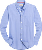 Alimens & Gentle Mens Solid Oxford Shirt Long Sleeve Dress Shirt Work Casual Button Down Shirts with Pocket