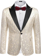 COOFANDY Mens Floral Tuxedo One Button Luxury Shiny Blazer Dinner Party Prom Wedding Suit Jacket