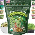 Seedboy Organic Non-GMO Sprouting Seeds, Fresh Salad Blend - USA Grown Microgreens Mix with Alfalfa, Broccoli, Radish, Mung Bean & Lentil - 8 oz Bag Makes 8 Quarts / 32 Servings (Salad Blend)