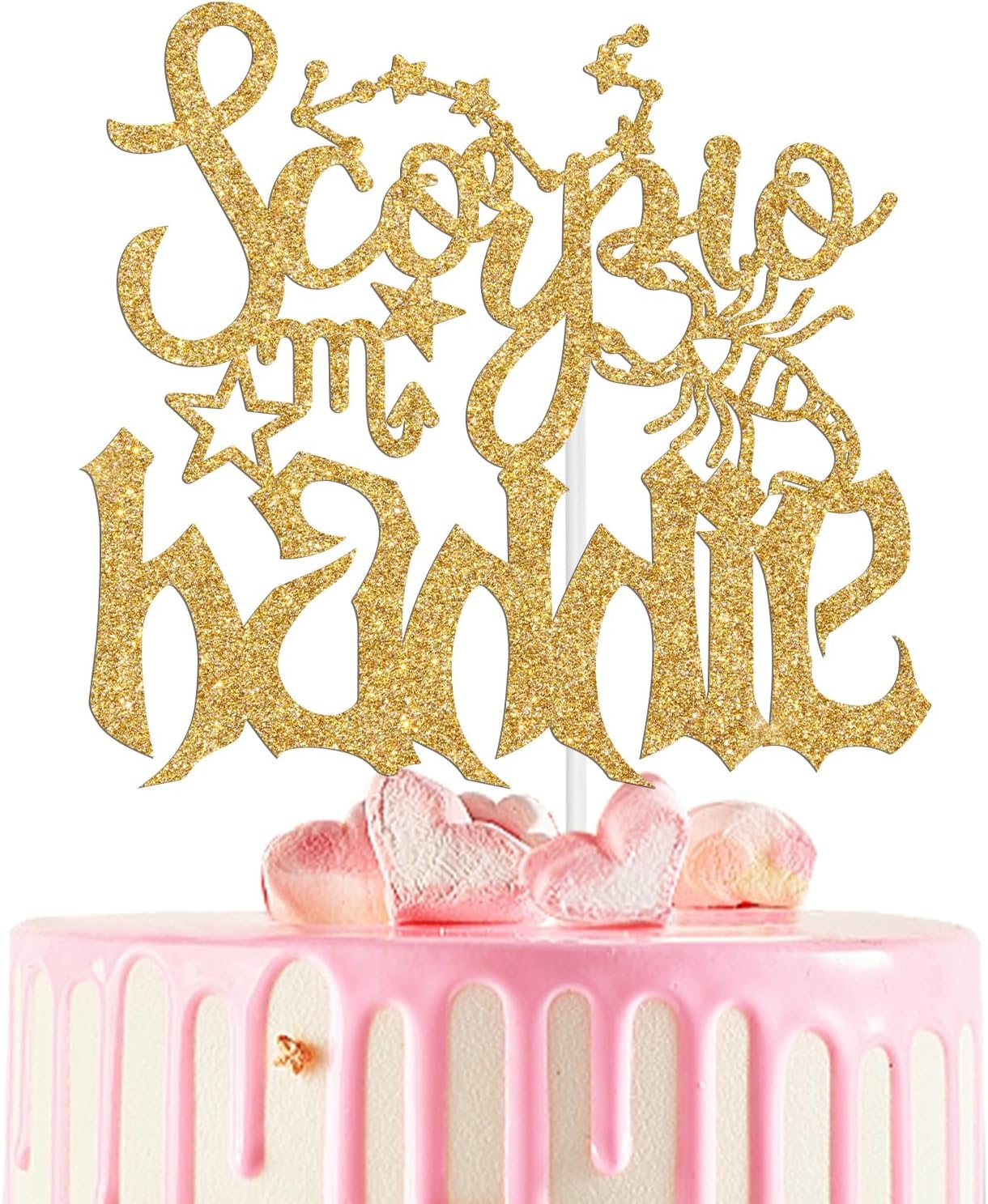 Scorpio Baddie Cake Topper, Big Scorpio Energy, 12 Constellation Zodiac Scorpio Theme Birthday Baby Shower Party Decorations Supplies Gold Glitter