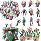 45PCS Edible Bloody Zombies Cupcake Toppers Wafer Paper Halloween Zombies Cake Decoration Horror Zombie Hand Cupcake Picks for Halloween Eve Theme Party Birthday Decor Supplies