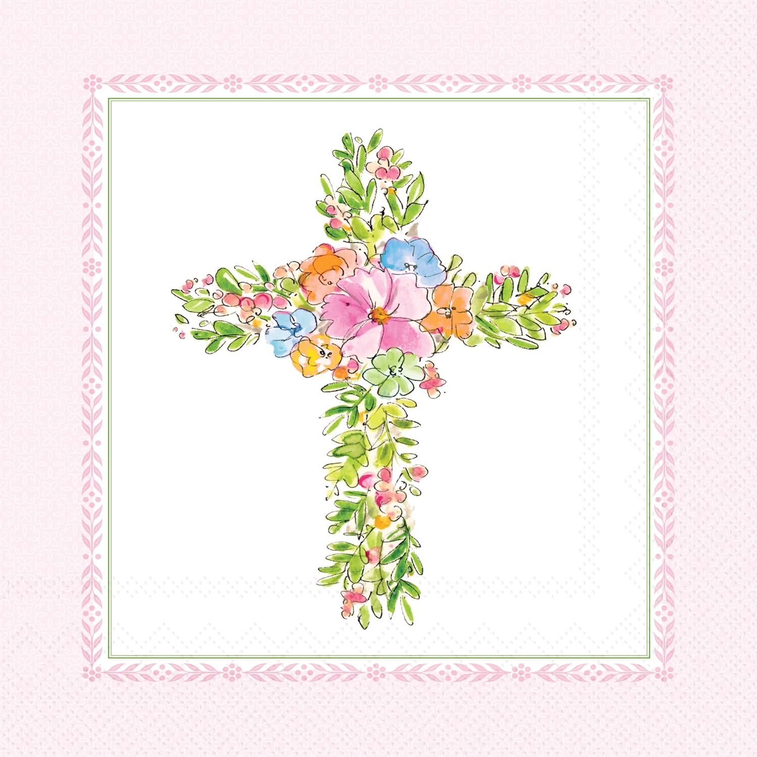 IHR Ideal Home Range Cocktail Napkins Disposable 3-Ply Paper Party Napkin Pack, 5" x 5", Easter Cross, 20-Count
