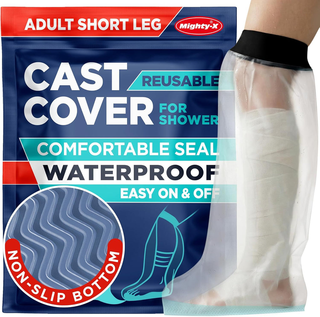 100% Waterproof Cast Covers for Shower Leg - Tight Seal - Reusable Adult Half Leg Cast Protector with Non-Slip Bottom - Knee, Ankle, Foot - Post Surgery Bandage & Dressing Bag for Wounds & Burns