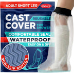 100% Waterproof Cast Covers for Shower Leg - Tight Seal - Reusable Adult Half Leg Cast Protector with Non-Slip Bottom - Knee, Ankle, Foot - Post Surgery Bandage & Dressing Bag for Wounds & Burns