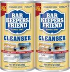 Bar Keepers Friend Powder Cleanser, 12 oz x 2, Multipurpose Cleaner, Degreaser & Remover for Burnt Stainless Steel Pots and Pans, Rust Stains, Hard Water Deposits & Soap Scum
