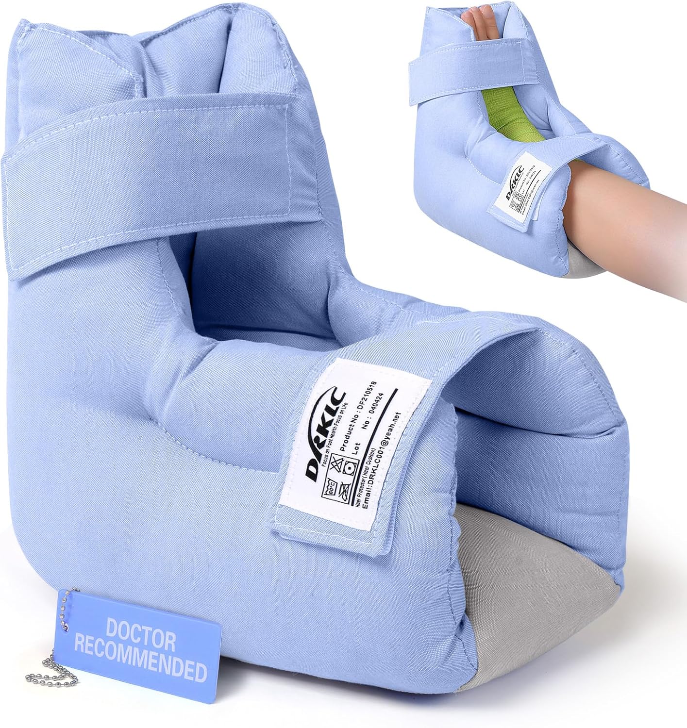Heel Protector Cushion to Relieve Pressure from Sores and Ulcers, Adjustable Foot Pillow for Bedridden Patients Supplies, Ankle Pillow for Heel Pain Relief