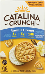 Catalina Crunch Vanilla Creme Sandwich Cookies, 5.9oz (14 cookies) | Low Carb, Low-Sugar, Keto Snacks