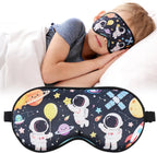 Space Astronaut Sleeping Eye Mask - Cool Galaxy Eyes Mask with Adjustable Strap, Soft Lightweight Cartoon Cute Silk Eye Cover for Night Sleep Travel Airplane Home Sleepover Party Gift Supplies