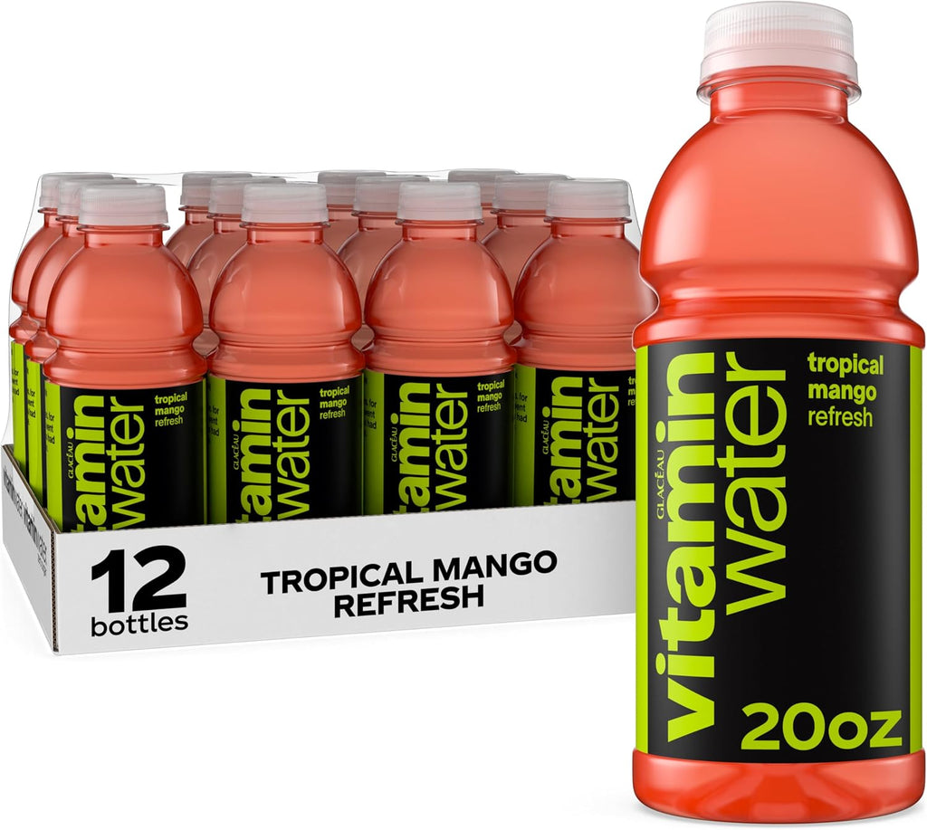 vitaminwater Refresh Tropical Mango Nutrient Enhanced Flavored Water Beverage, 20 fl oz Bottles, 12 Pack