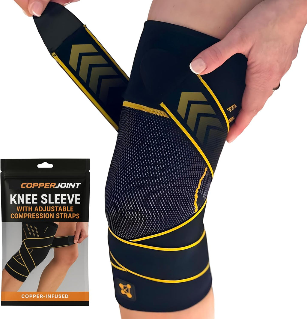 CopperJoint Pull On Knee Brace Women Workout - Copper Infused Knee Sleeves for Men, Elastic Compression Knees Support Braces for Fitness, Volleyball, Basketball, Running, Sports XL