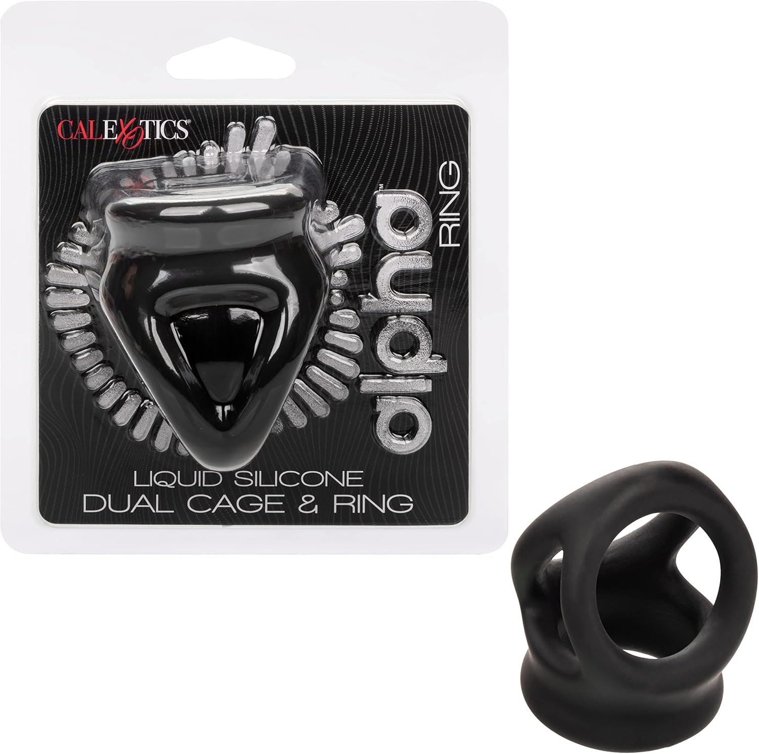CalExotics Alpha Liquid Silicone Dual Cage & Cock Ring for Men - SE-1492-37-2