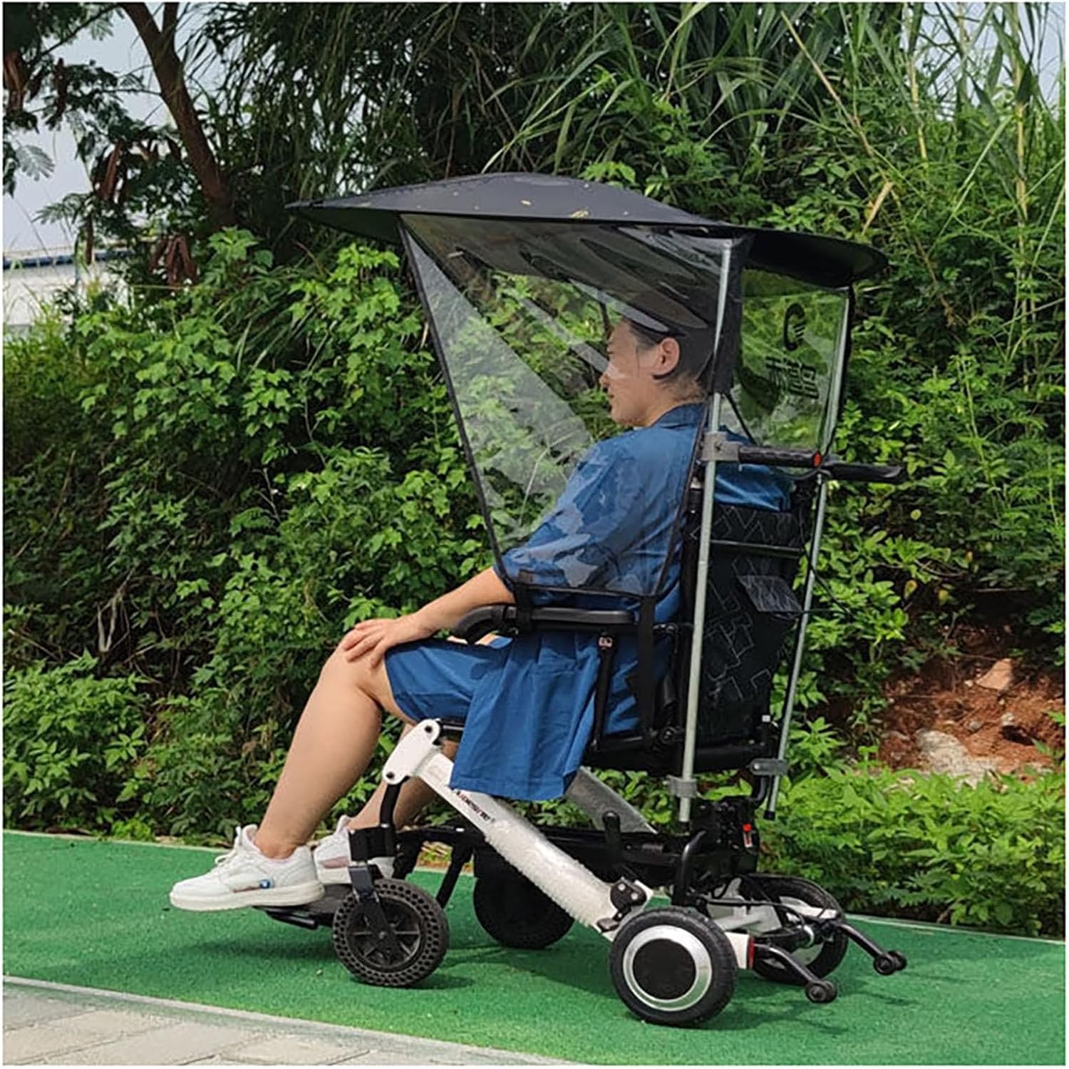 Electric Wheelchair Universal Umbrella Canopy Awning, Summer Adjustable Sun Shade Rain Cover, UV Resistant Protection for Most Wheelchairs Black, Waterproof