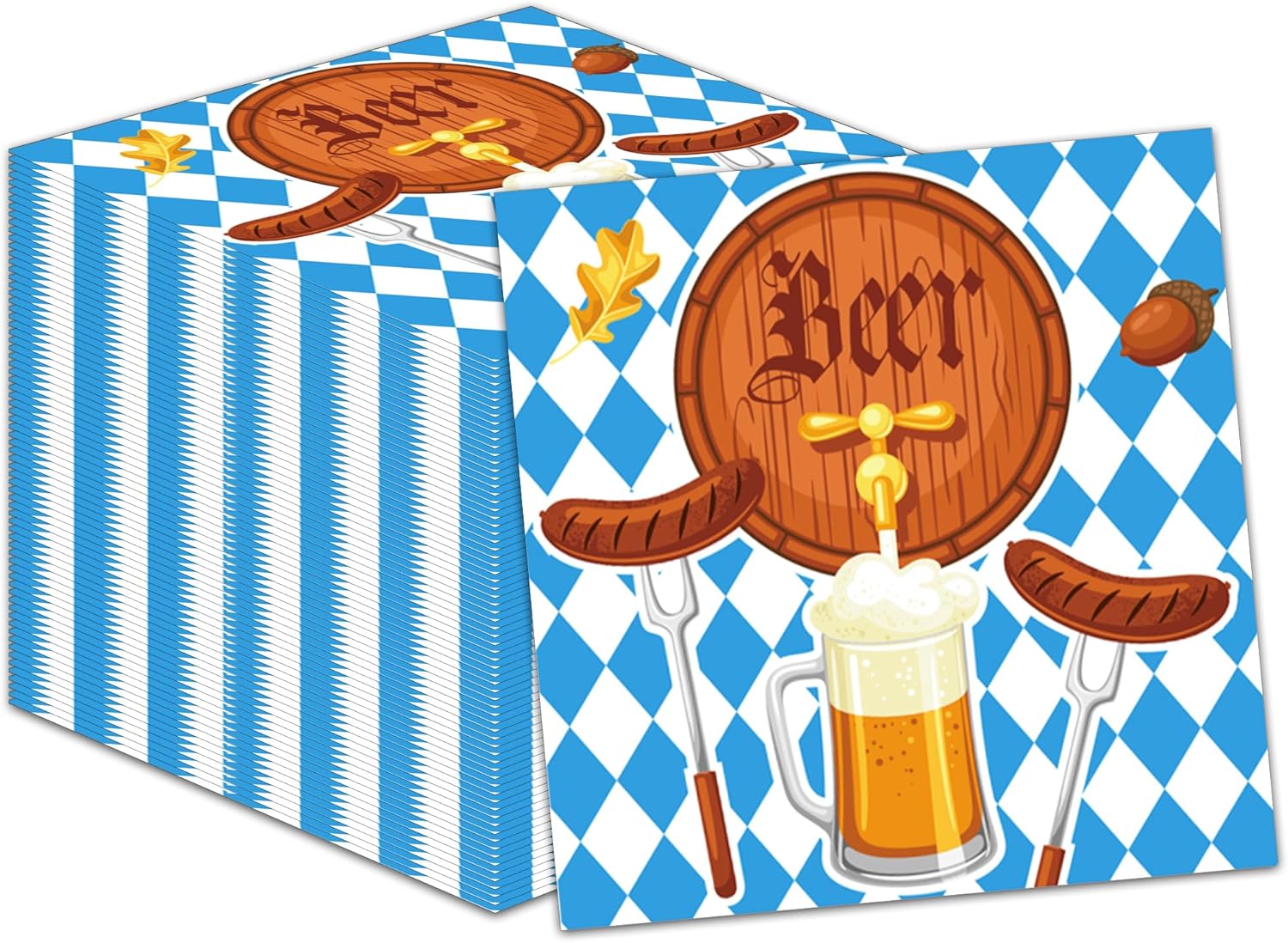 40-Piece Oktoberfest Party Napkins Set | 6.5x6.5 Inch Disposable Paper Napkins – Festive Bavarian Design for Beer Festivals, Gatherings & Celebrations