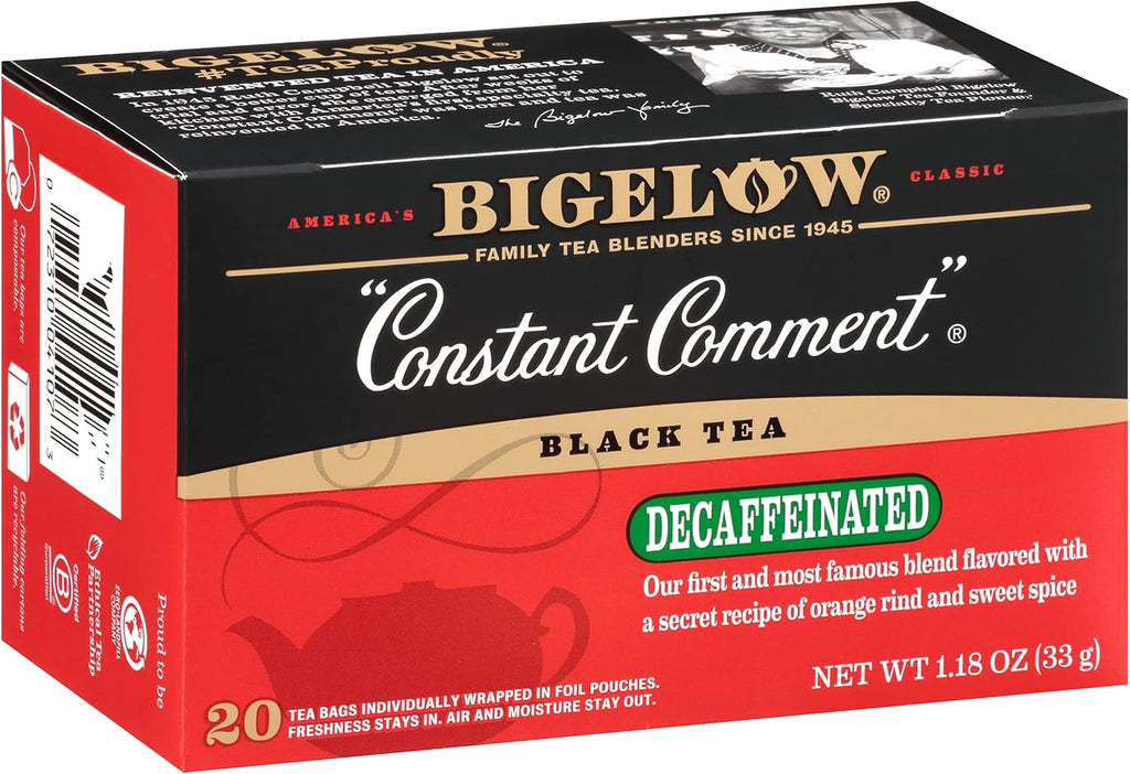 Bigelow Tea Decaffeinated Constant Comment Black Tea, Decaf Tea, 20 Count Box (Pack of 6), 120 Total Tea Bags