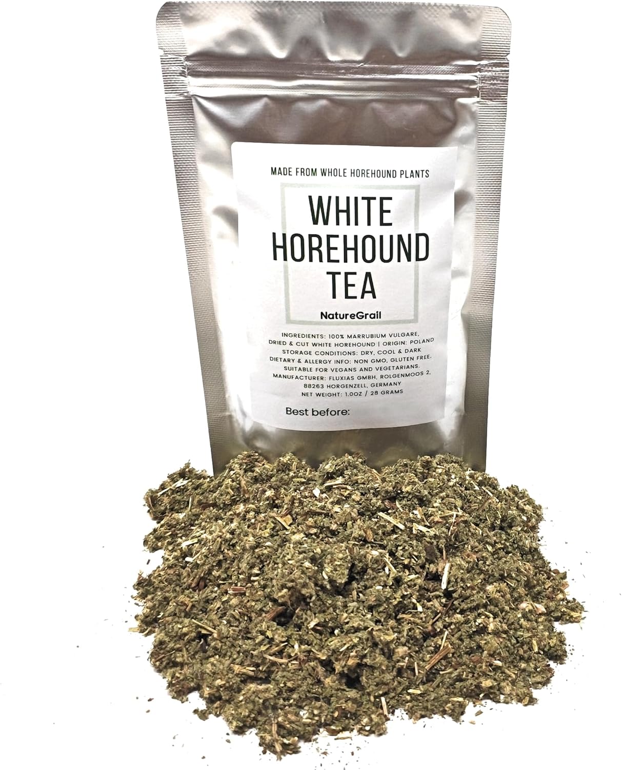 White Horehound Tea (Marrubium Vulgare) - 100% Natural Quality. Dried & Cut White Horehound Tea - Net Weight: 1oz
