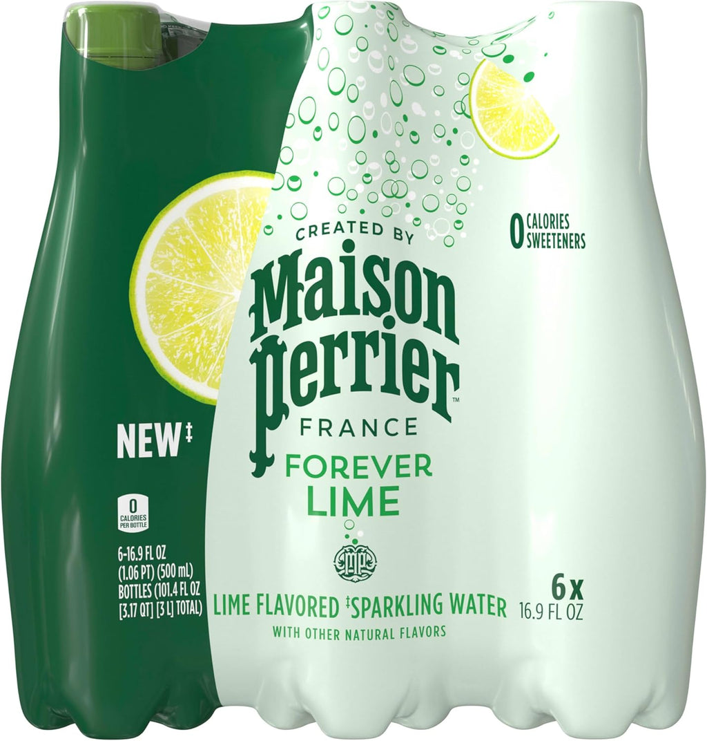 Maison Perrier Lime Flavored Sparkling Water, 16.9 FL OZ Plastic Water Bottle (6 Count)
