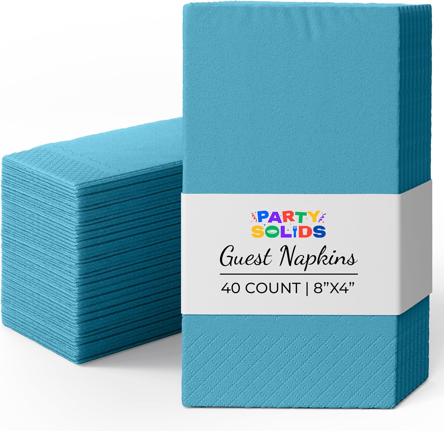 Turquoise Dinner Napkins Disposable 8" x 4" Folded - 40 Pcs 2 Ply Turquoise Napkins Disposable Paper Guest Towels for Bathrooms, Dinners, Everyday Parties & Party Supplies