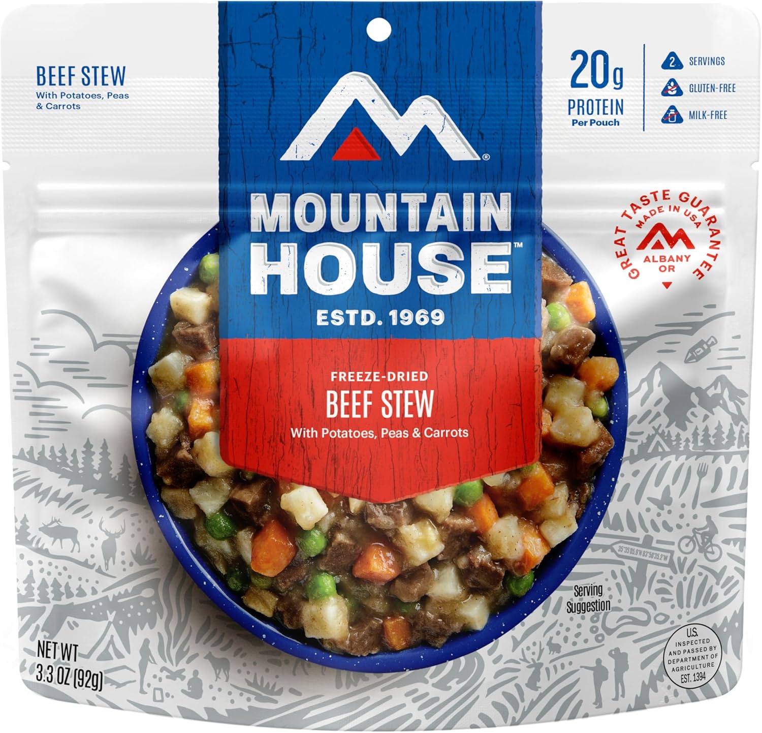 Mountain House Beef Stew | Freeze Dried Backpacking & Camping Food | 2 Servings | Gluten-Free