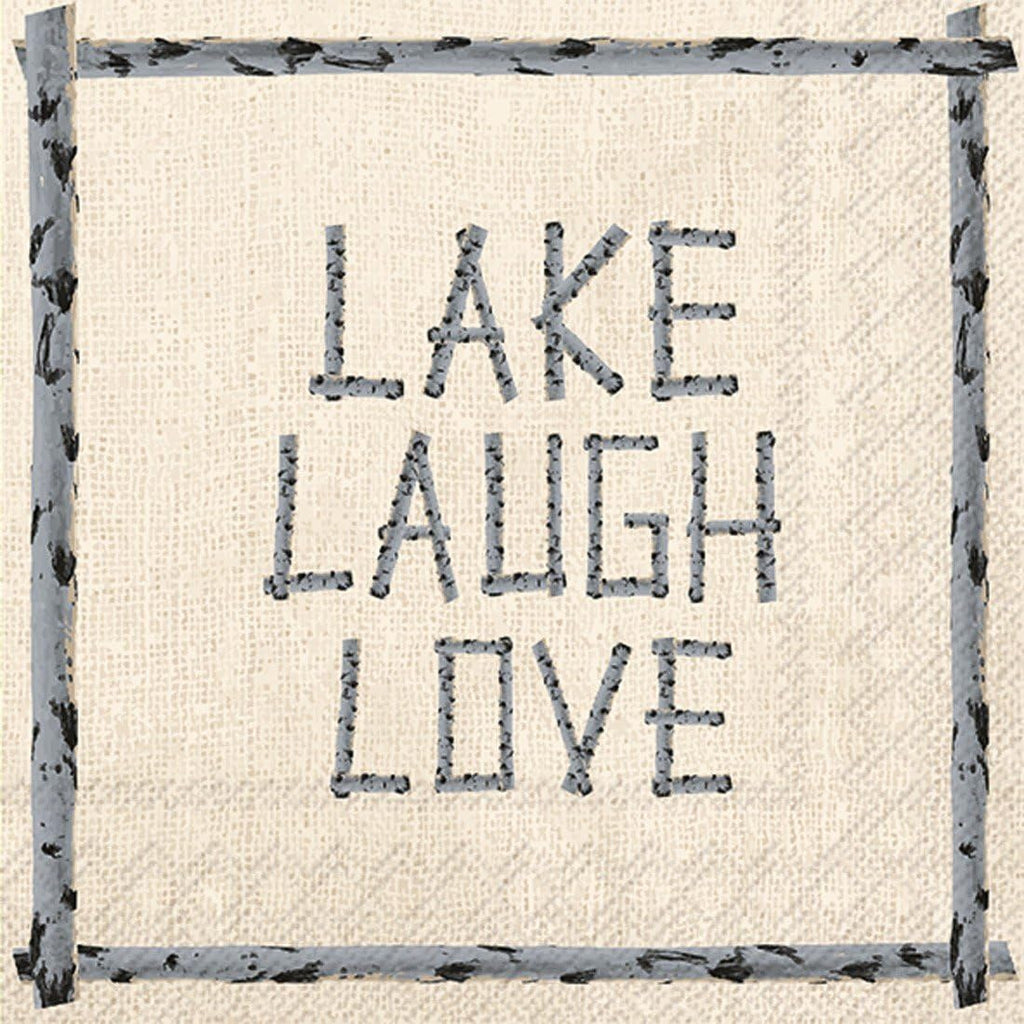 Boston International Ideal Home Range 20 Count 3-Ply Paper Cocktail Napkins, Lake Laugh Love, 5" x 5"
