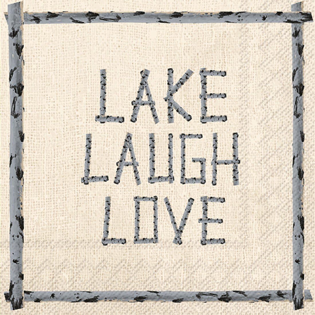 Boston International Ideal Home Range 20 Count 3-Ply Paper Cocktail Napkins, Lake Laugh Love, 5" x 5"