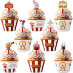 48 Pack Circus Cupcake Toppers and Wrappers, Carnival Party Cake Decoration for Carnival Theme Birthday Party Baby Shower Supplies