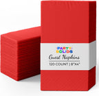 Party Solids Red Dinner Napkins Disposable 8" x 4" Folded - 120 Pcs 2 Ply Red Napkins Disposable Paper Guest Towels for Bathrooms, Dinners, Everyday Parties & Party Supplies
