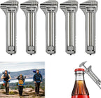5pcs Titanium Multitool Keychain, Compact Portable Multi-Tool with Bottle Opener, Adjustable Wrench, Nail Puller & Caliper for Outdoor, Camping, EDC & Emergency Use