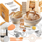 Sourdough Starter Kit, Bread Making Kit with Sourdough Starter Jar for Beginners, Banneton Bread Proofing Basket for Home and Kitchen, Sourdough Bread Baking Supplies, Bread Making Tools Kit