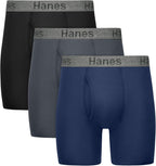 Hanes Men's Stay Dry Pouch Boxer Briefs, Performance Stretch Boxer Brief With Leak Protection, 3-pack