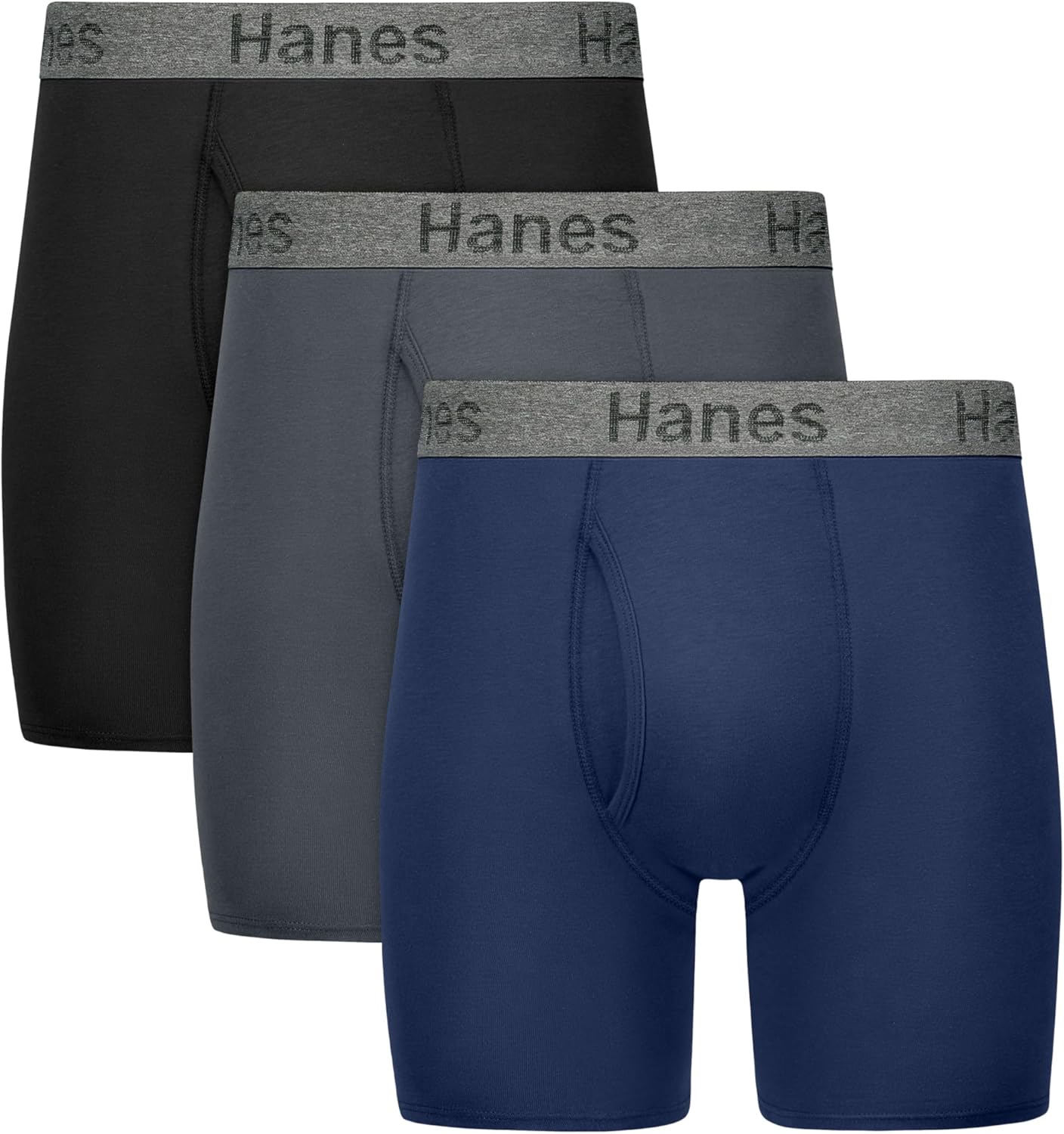 Hanes Men's Stay Dry Pouch Boxer Briefs, Performance Stretch Boxer Brief With Leak Protection, 3-pack