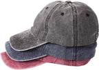 MEINICY 3 Packs Washed-Cotton Plain Baseball Cap, Vintage Adjustable Dad Hats Gift for Men/Women,Unstructured