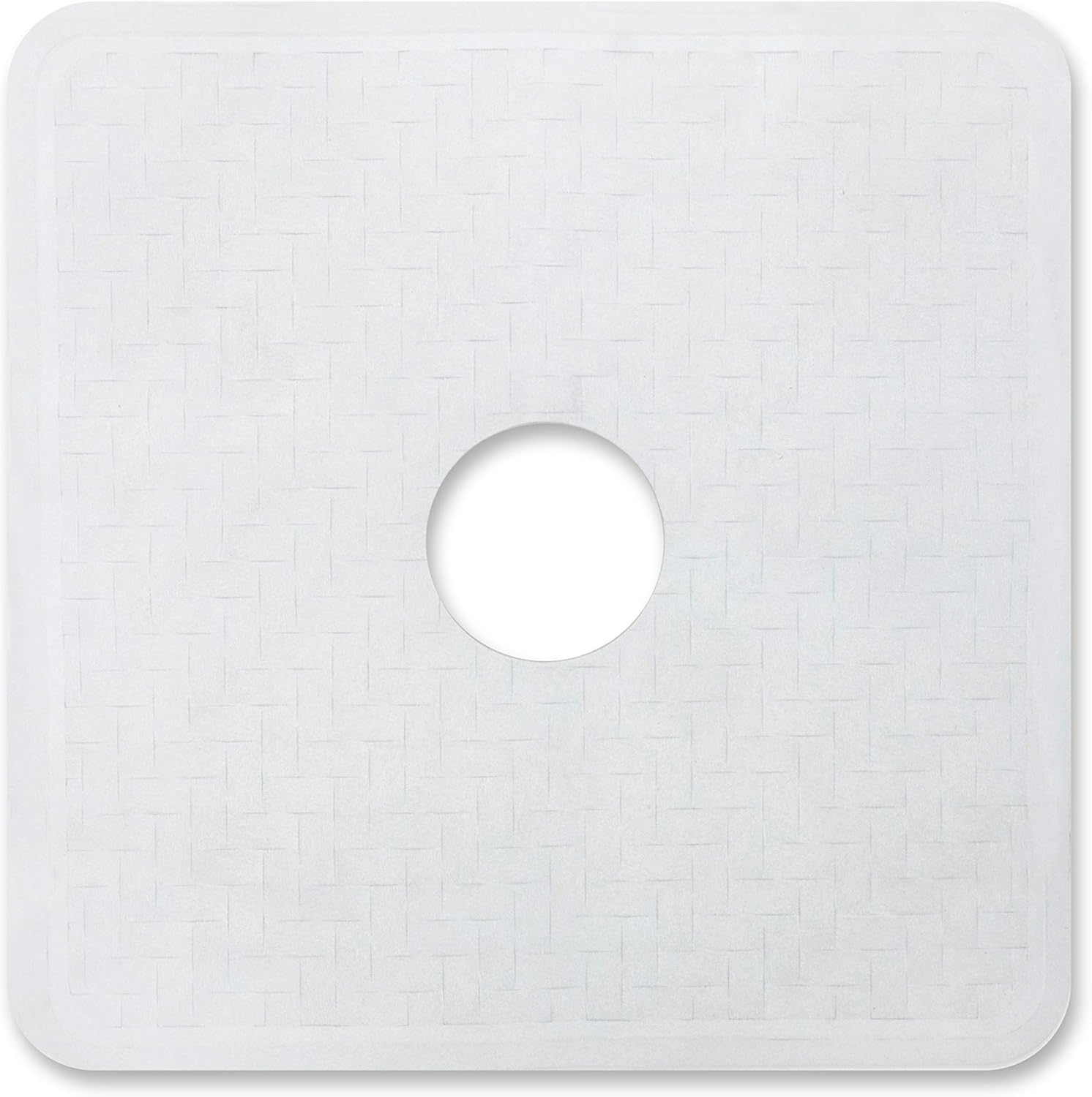 Templeton Home Square Shower Stall Mat, Center Cut Hole, Non Slip Texture, Suction Cups